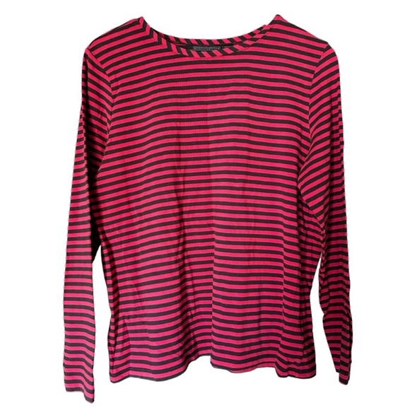 Susan Graver Weekend Cotton Modal Top Women's Size Large Stretch Striped Casual - Picture 1 of 12